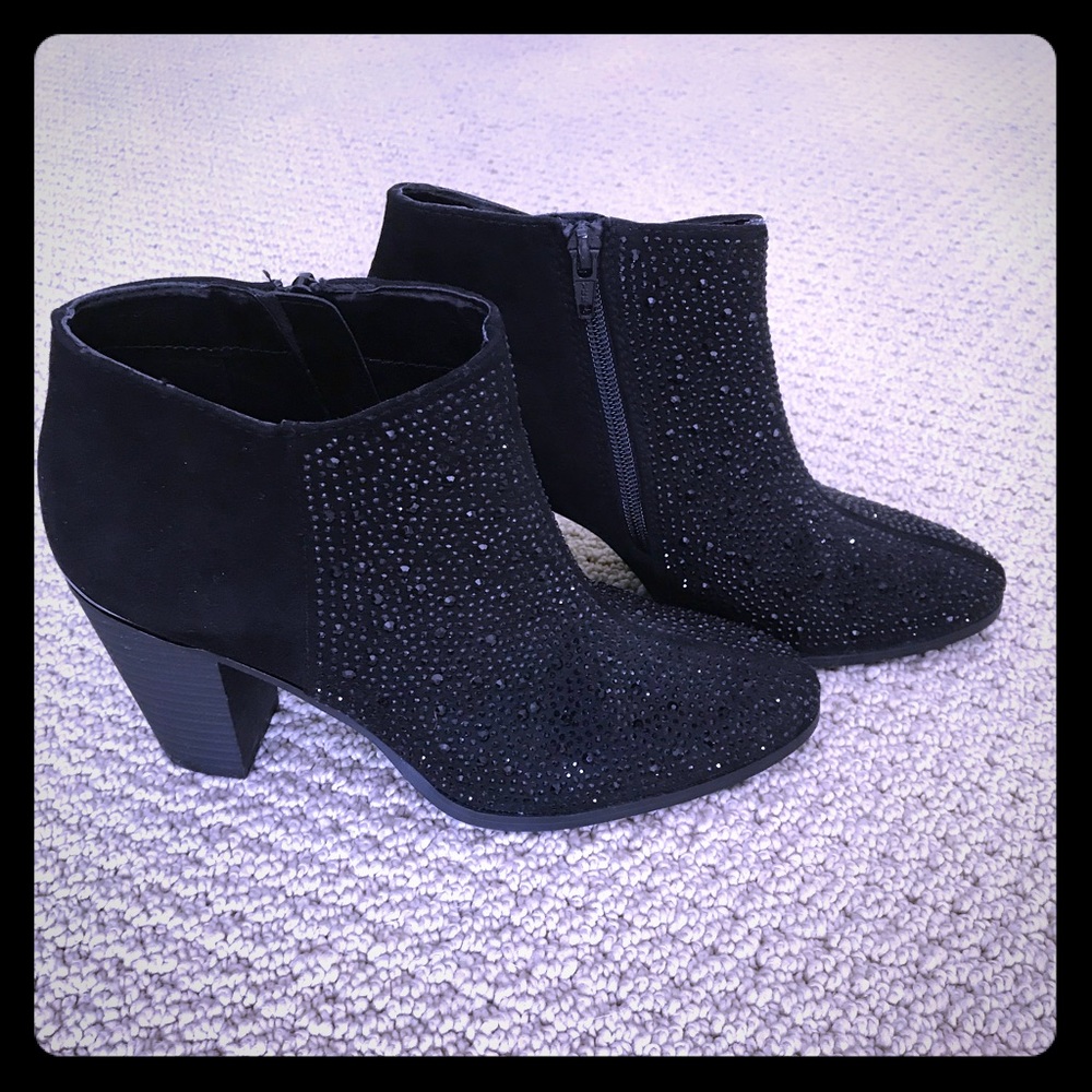 Black sparkle Jennifer Lopez booties